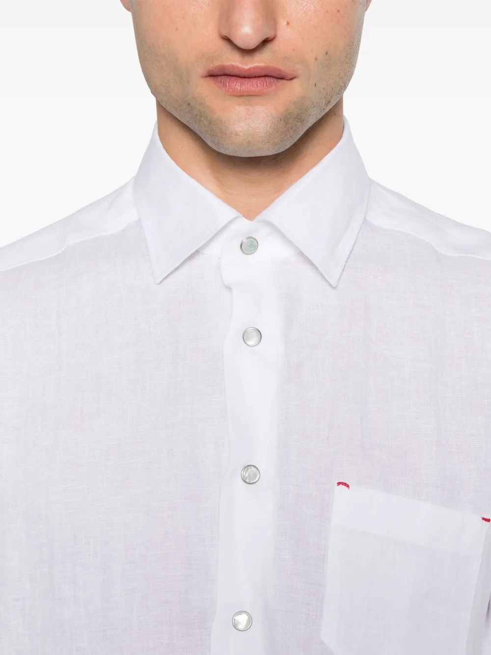 Shop Kiton Linen Shirt In White