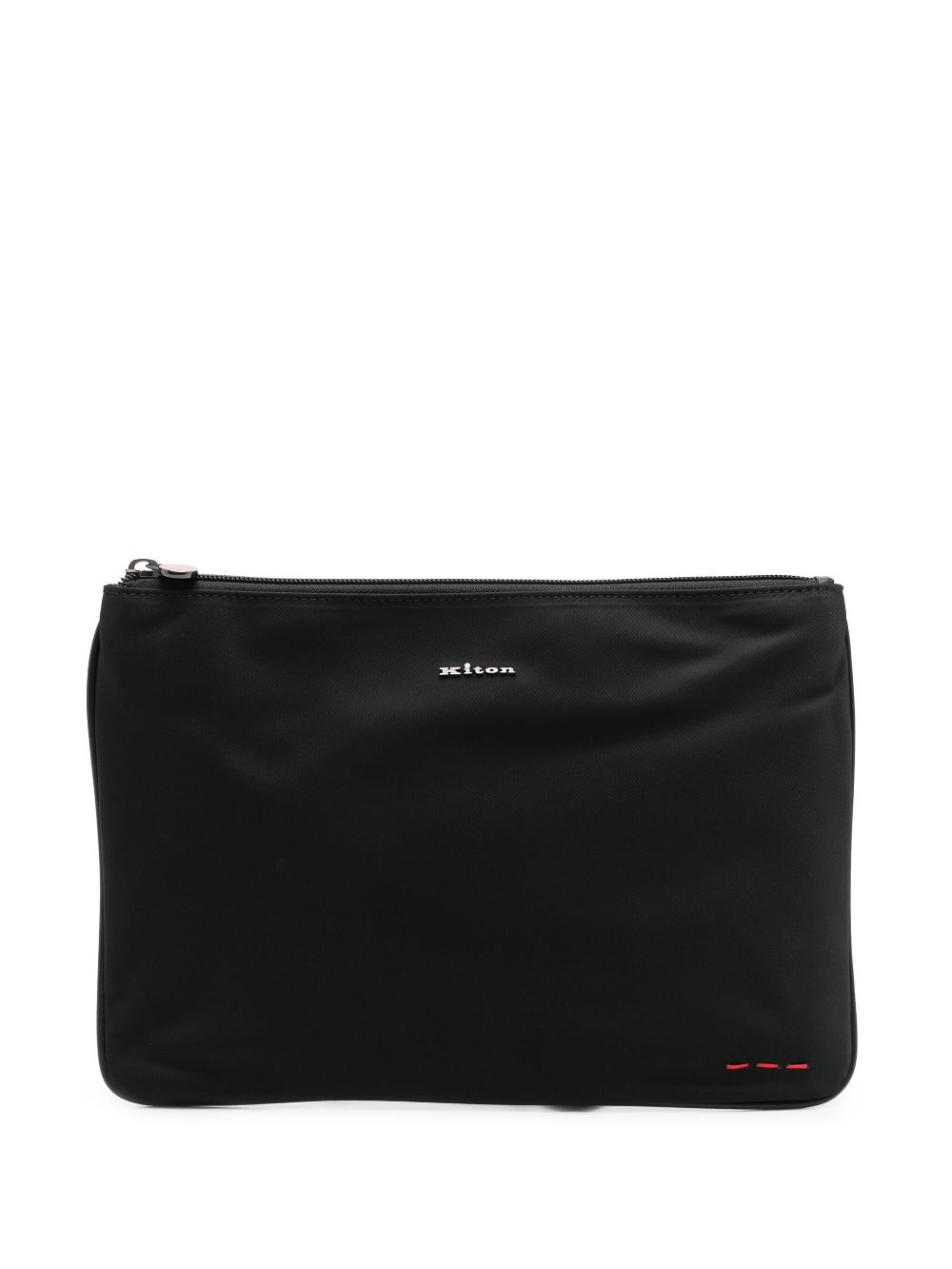 Kiton logo-plaque clutch bag - Black