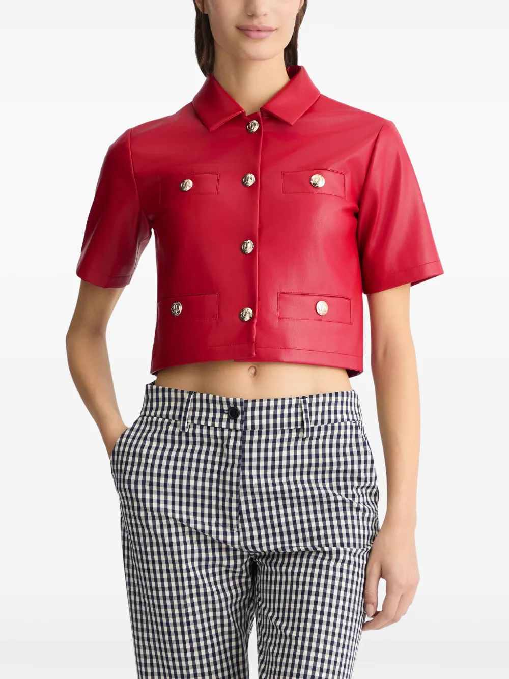 Liu •jo Coated Cropped Jacket In Red