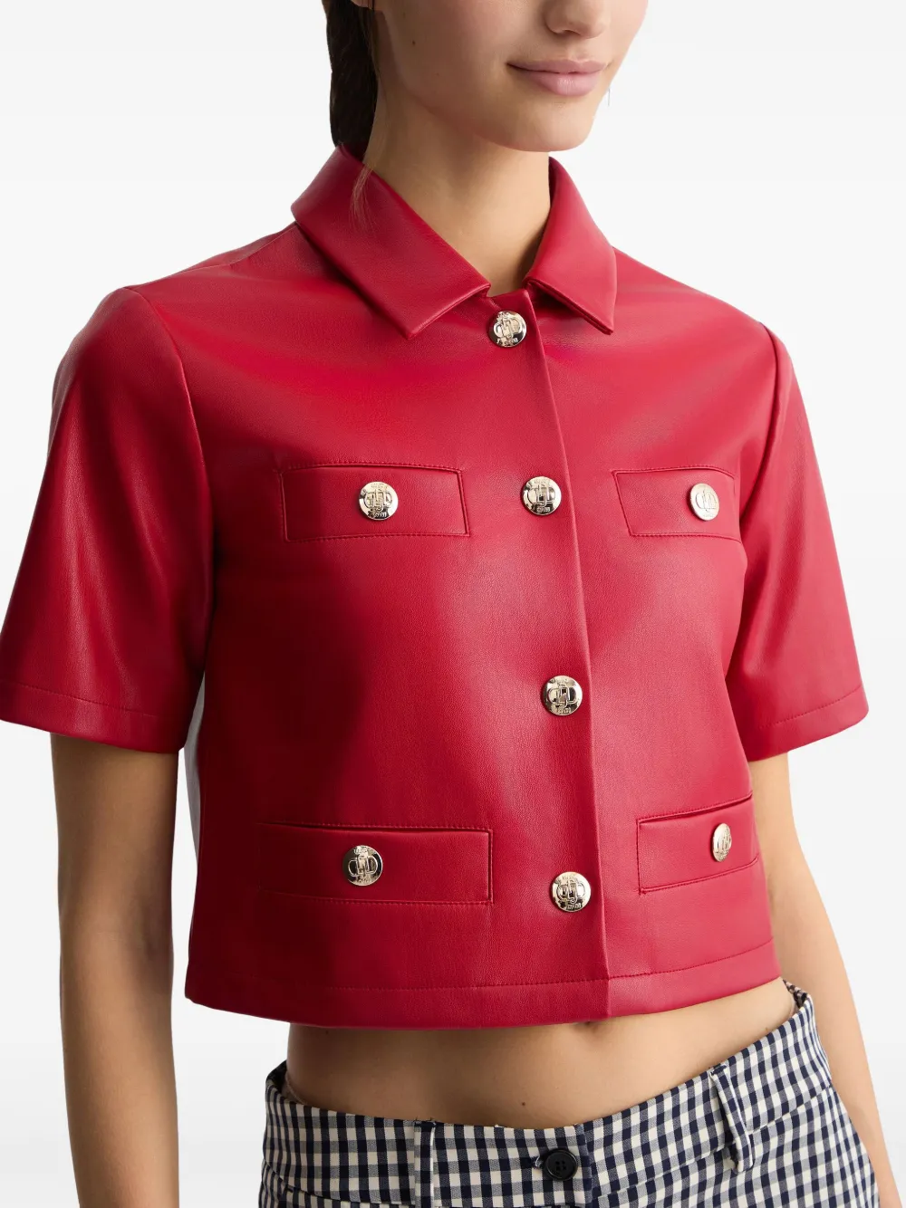 Liu •jo Coated Cropped Jacket In Red