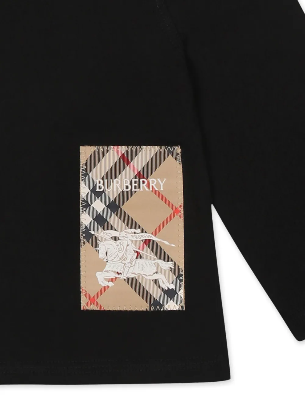 Burberry Kids Check Label katoenen T-shirt Zwart