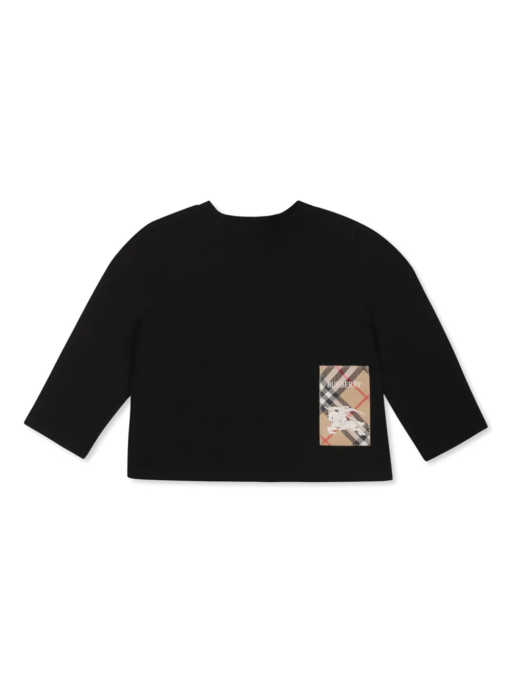 Burberry Kids Check Label katoenen T-shirt Zwart