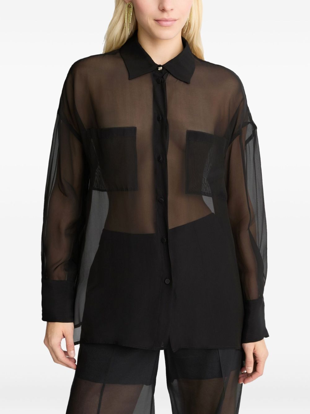 LIU JO Organza blouse - Zwart