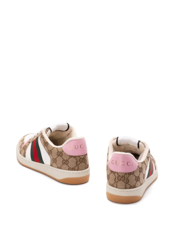 【GUCCI】GG刺繍 キャンバス スニーカー ピンク Gucci GGキャンバス スニーカー | ニュートラル | FARFETCH JP