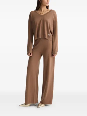 ボトムスその他 LIU JO Women Pants WA5282T218280840 Brown Straight trousers with high waist brand LIU JO