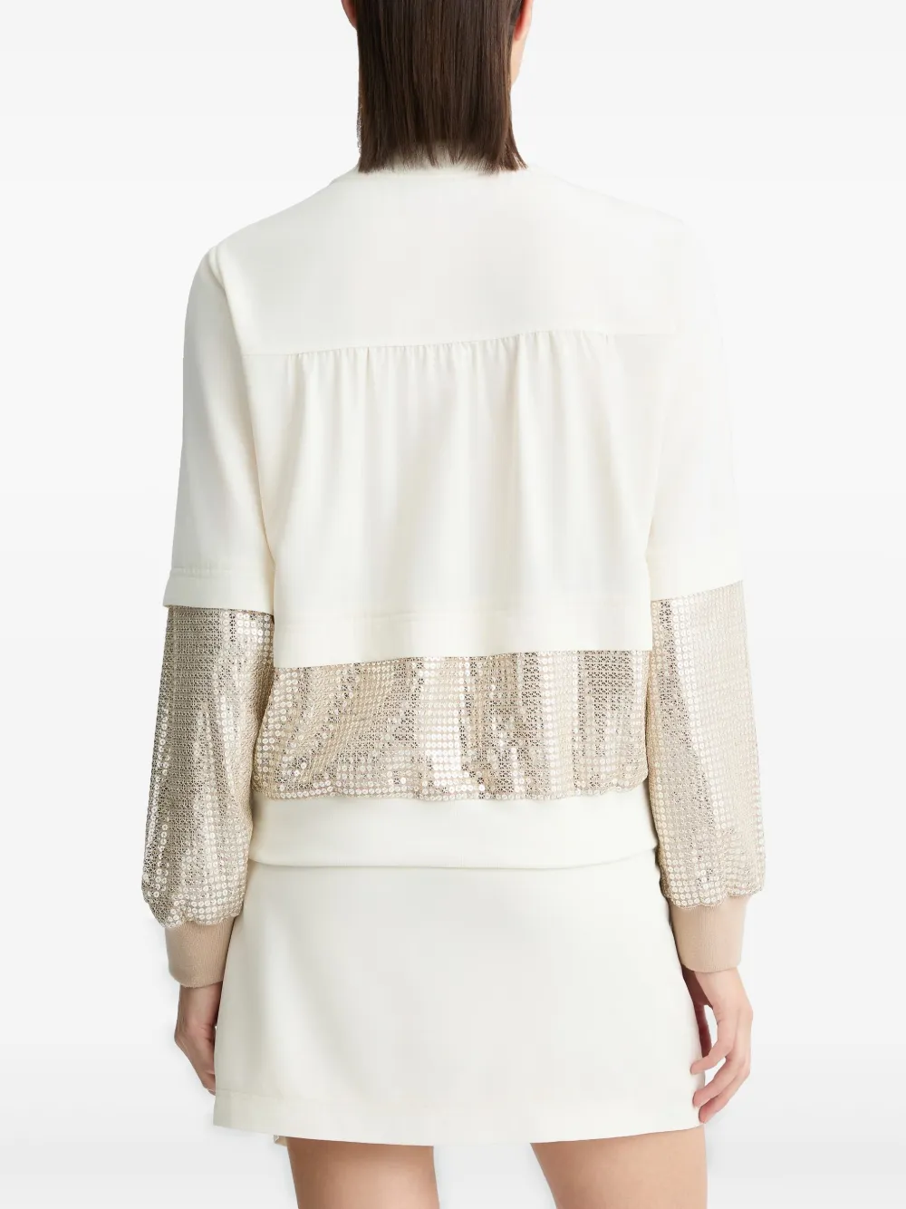 Liu •jo Liu Jo White And Gray Jacket With Sequined Sleeves In Nude