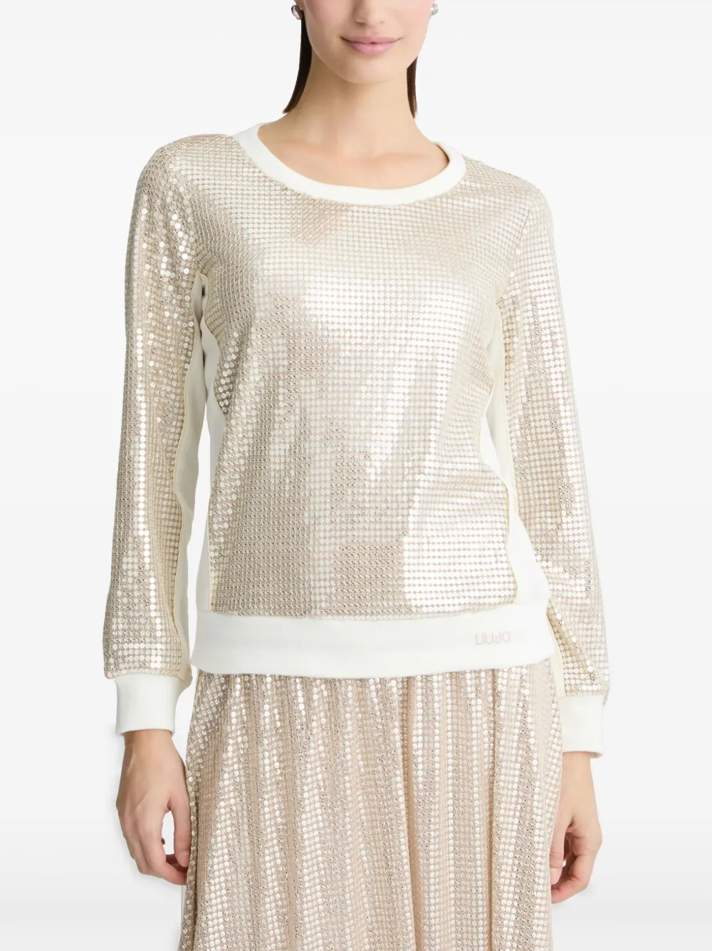 LIU JO Sweater verfraaid met pailletten Beige