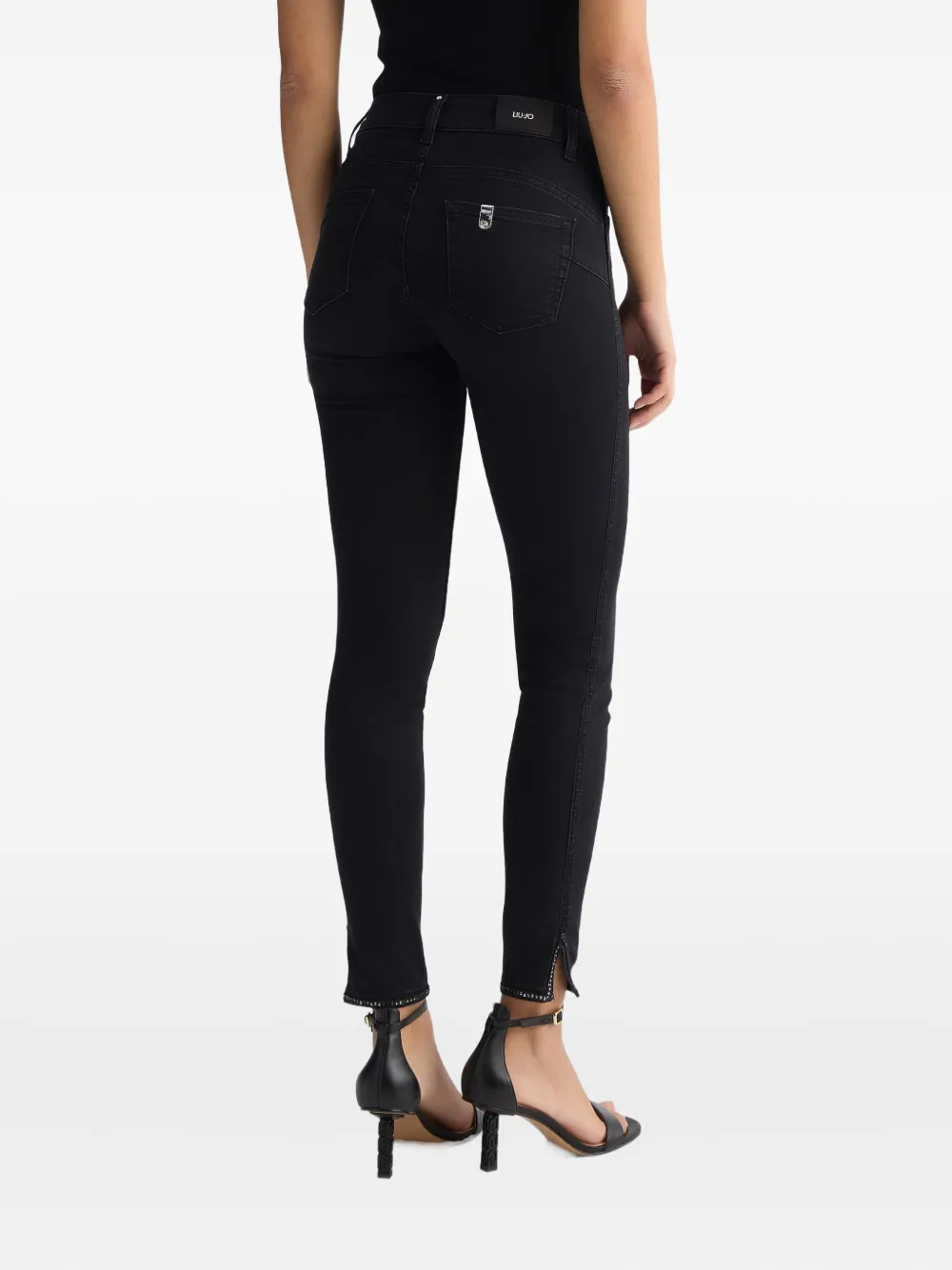 LIU JO Skinny jeans met split Zwart