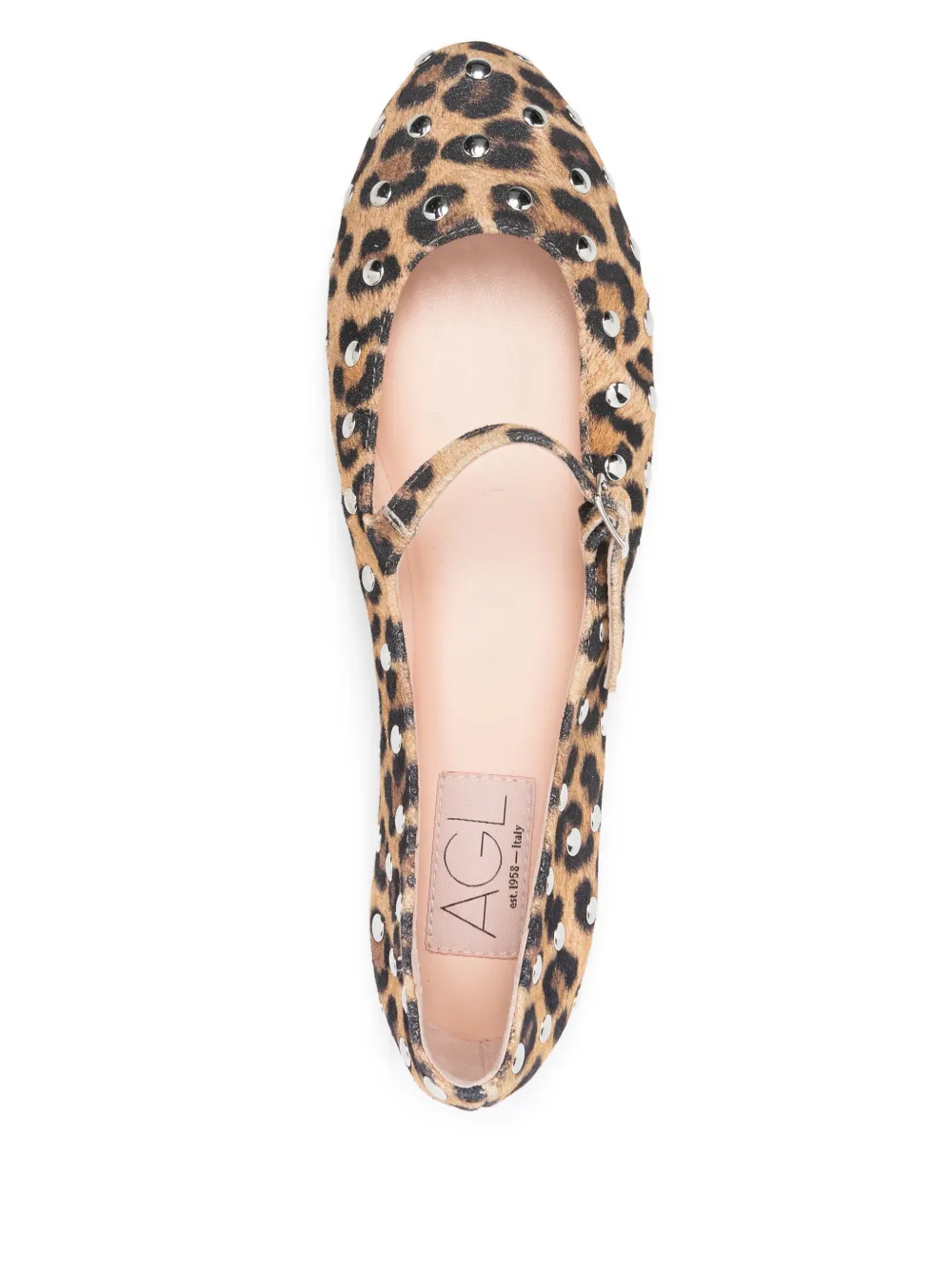 AGL studded ballet flats Brown