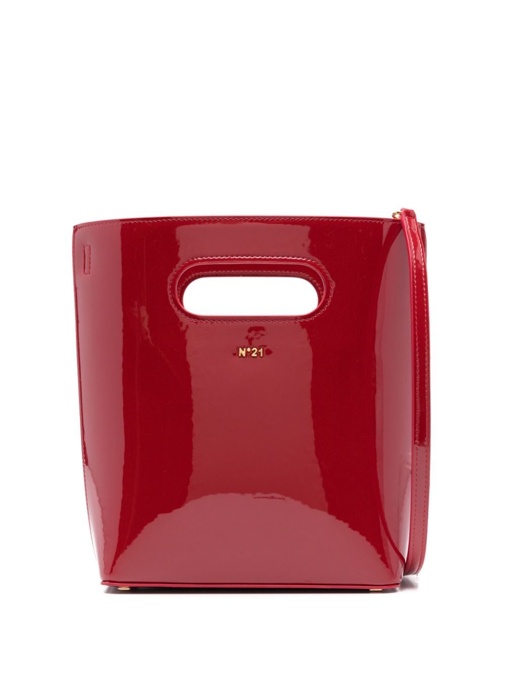 Nº21 small logo-plaque tote bag - Red