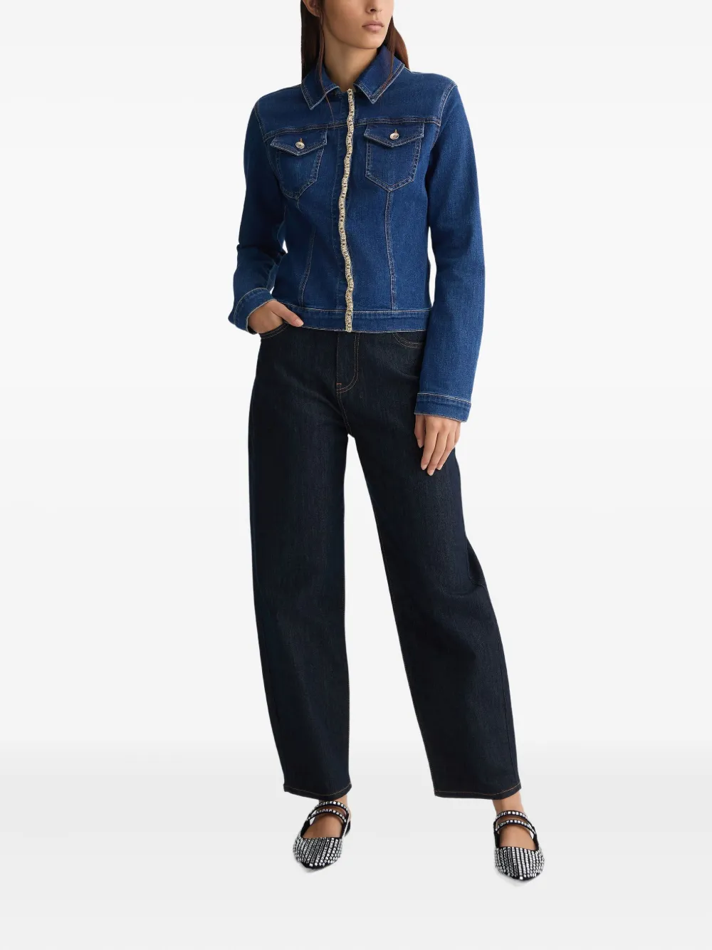 LIU JO Rebel denim jack met stras Blauw