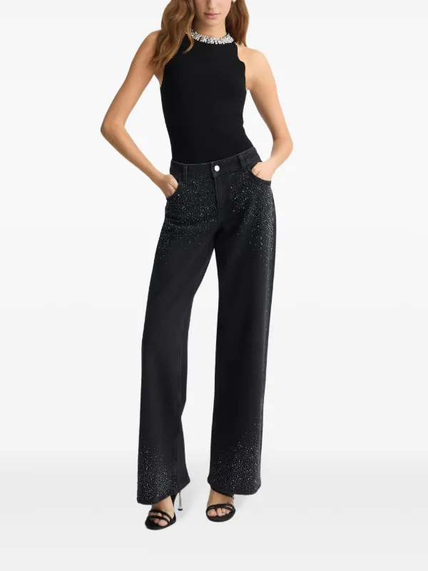 LIU JO Rhinestone wide-leg Jeans | Black | FARFETCH