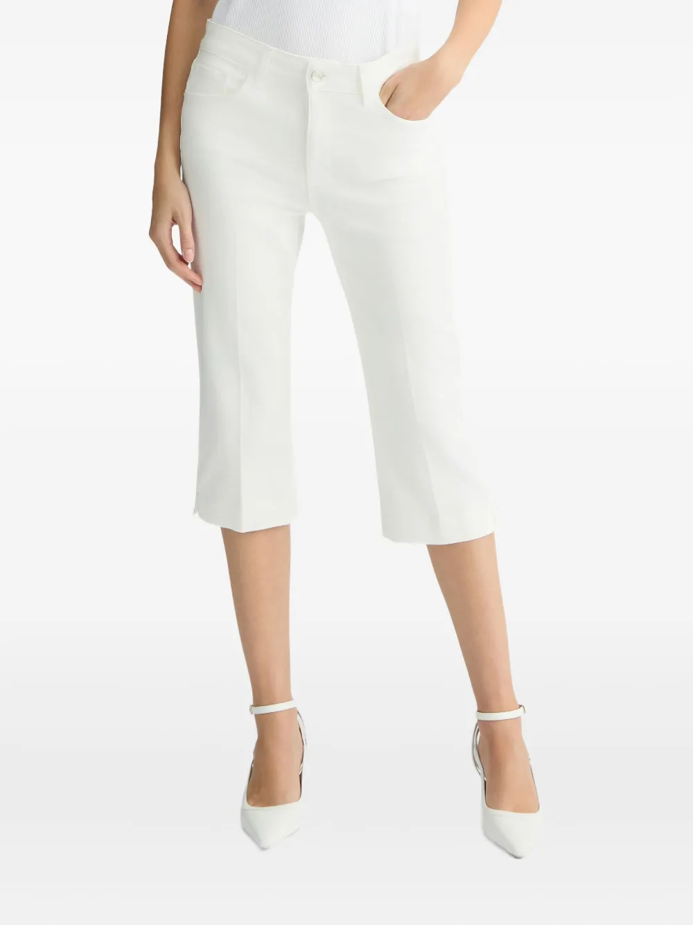 Liu •jo Denim Capri Trousers In White