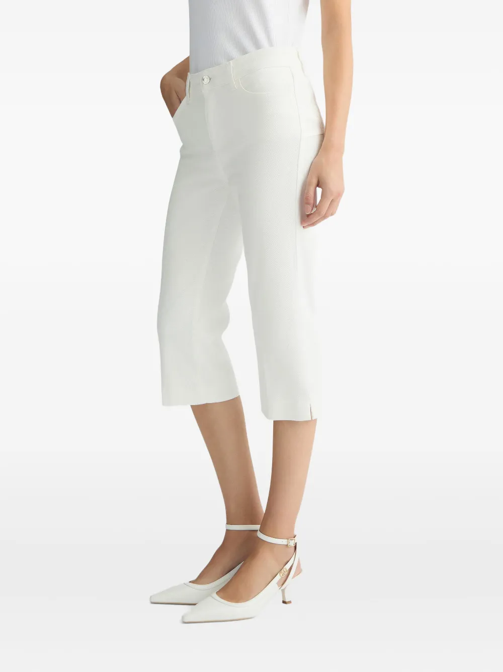 Liu •jo Denim Capri Trousers In White