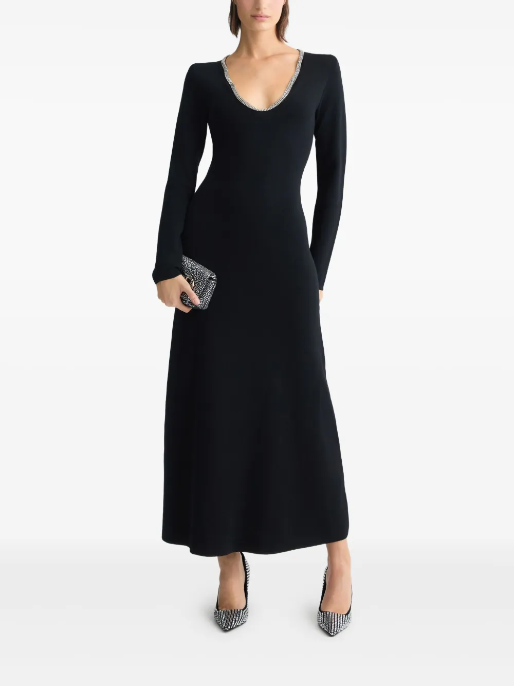 LIU JO Knit dress with rhinestones - Zwart