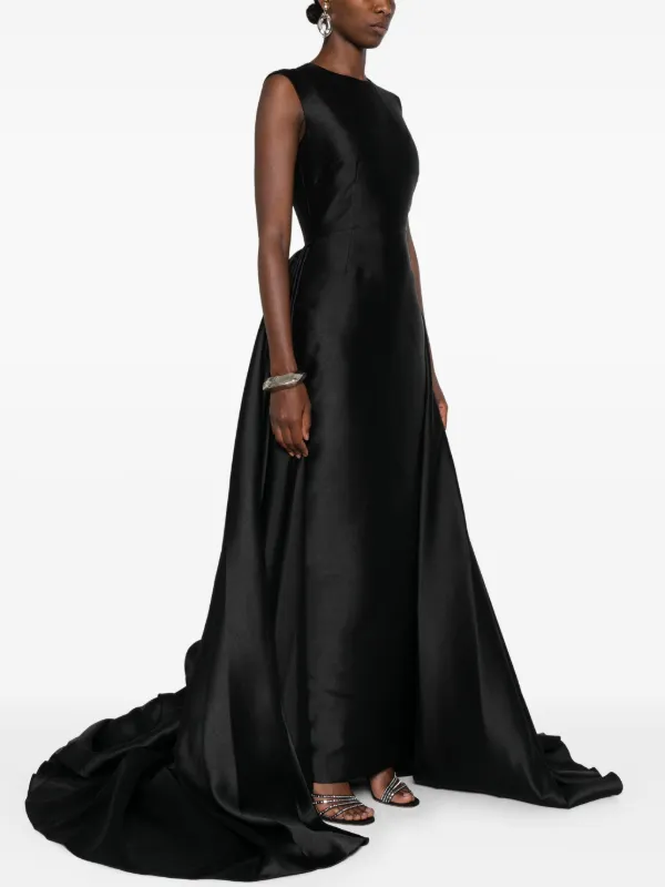 fuchsia dress women Floral Lapel Neck Long A Line Satin Mother of the Bride with Slit retro dress — Articles sun dress line silhouette with a Color:As Photo(Dark Green)