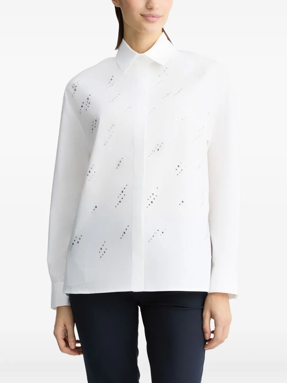 LIU JO Popeline blouse met stras Wit
