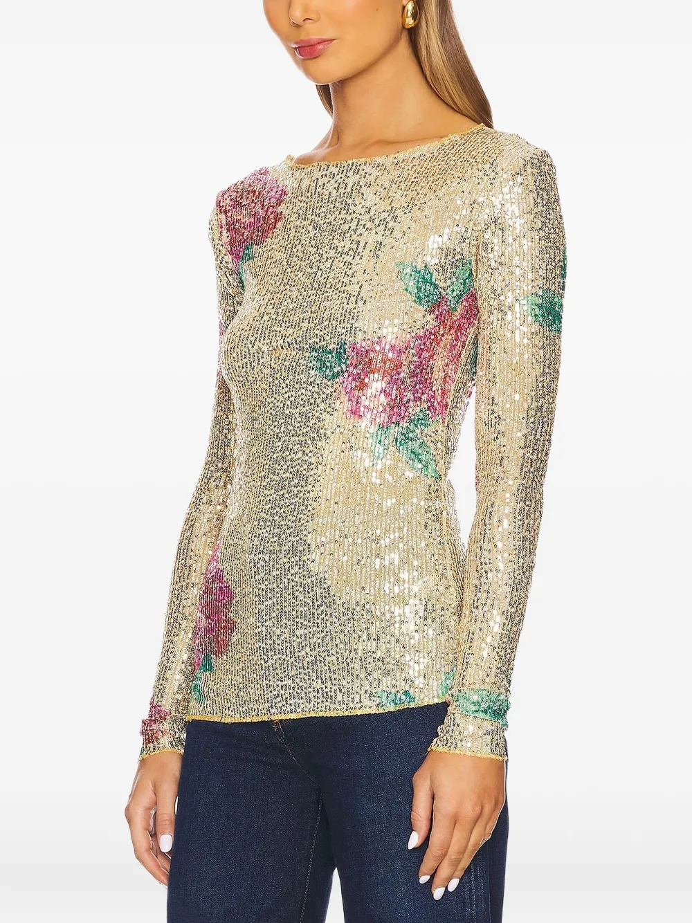 Free People Gold Rush Sequinned Top In Neutral