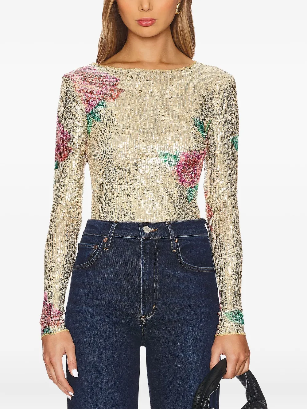 Free People Gold Rush スパンコール トップ - ニュートラル Free People Gold Rush スパンコール トップ - ニュートラル