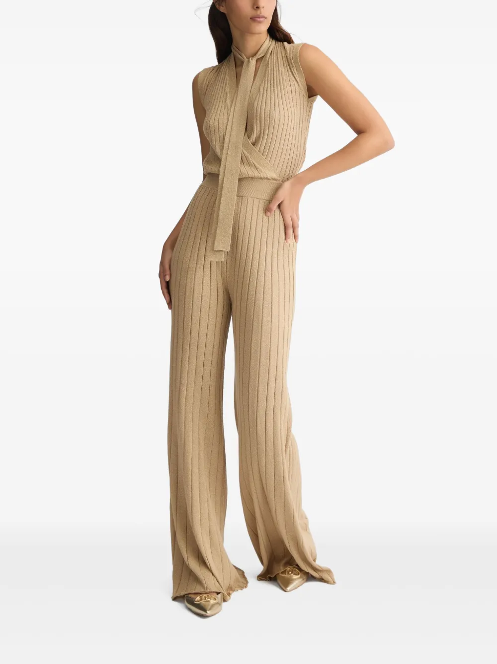 LIU JO lurex jumpsuit - Beige