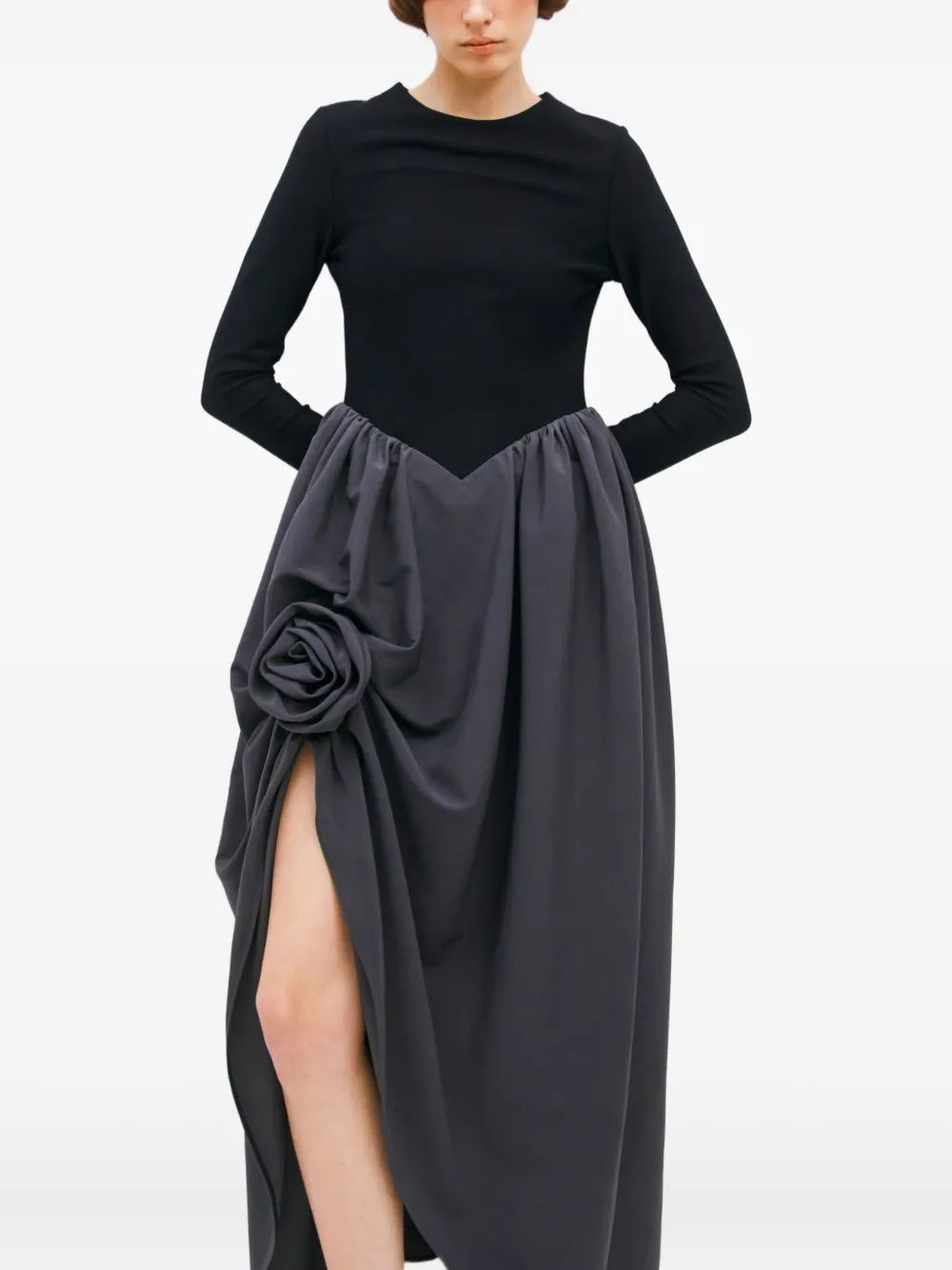 Sleeper Gedrapeerde avondjurk met bloemenprint Grijs