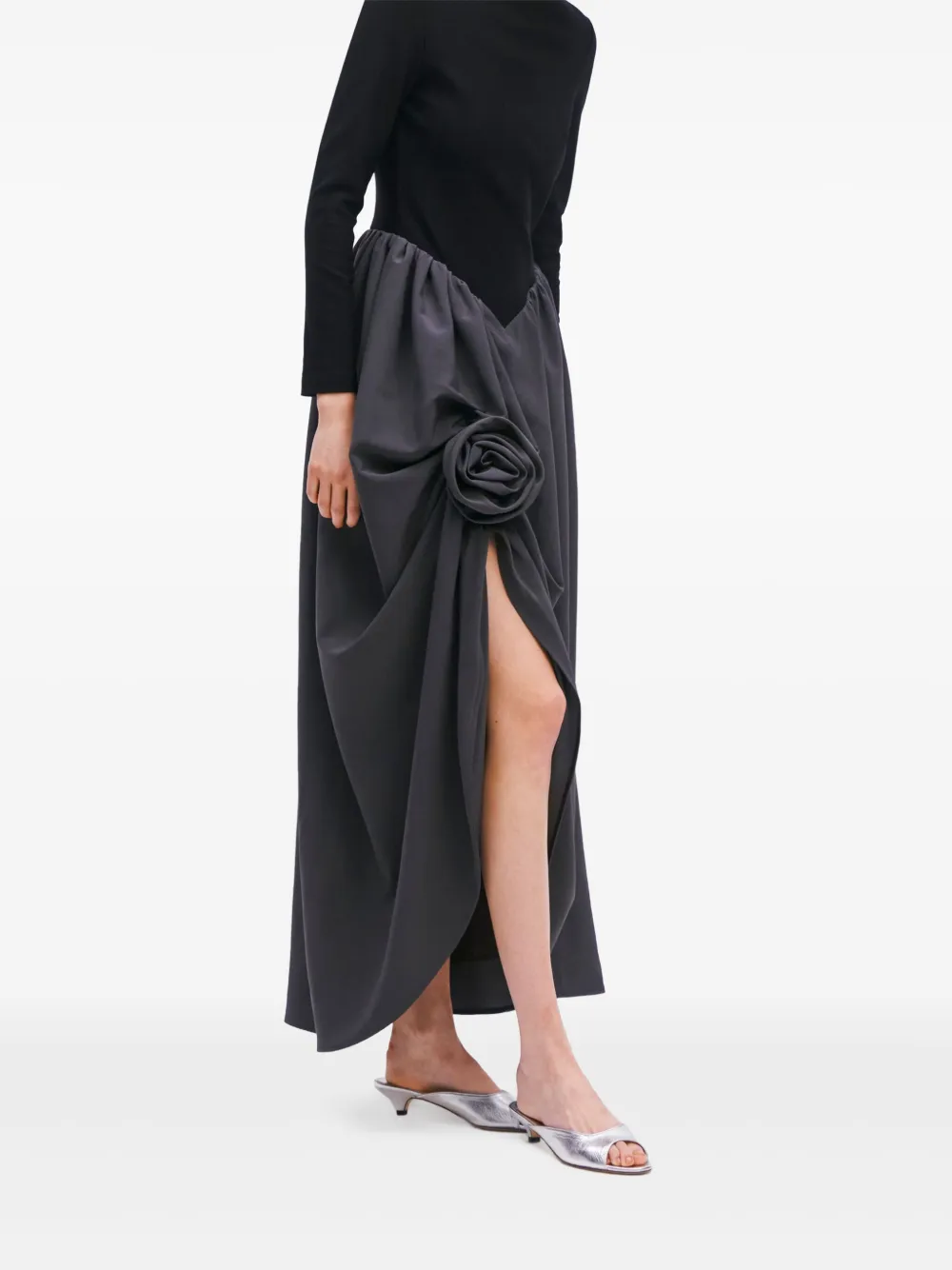 Sleeper Gedrapeerde avondjurk met bloemenprint Grijs