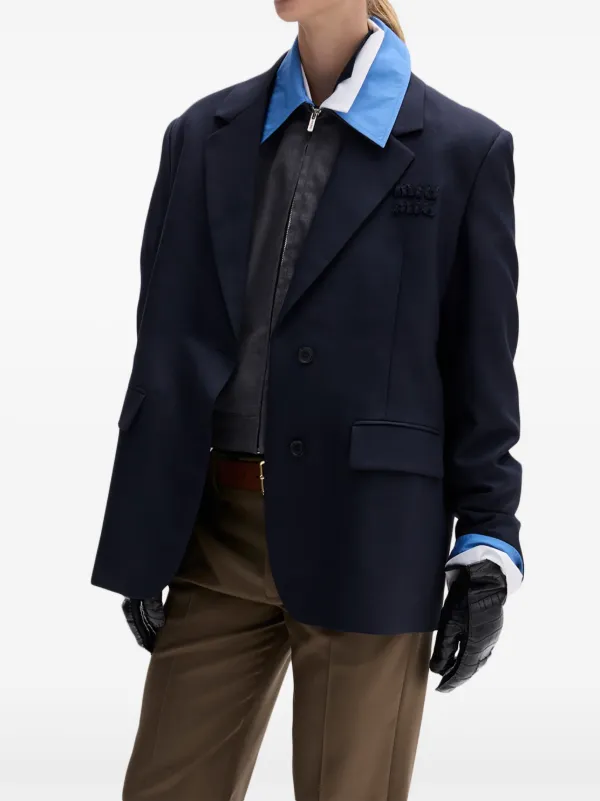 Miu Miu gabardine-weave Bomber Jacket | Grey | FARFETCH