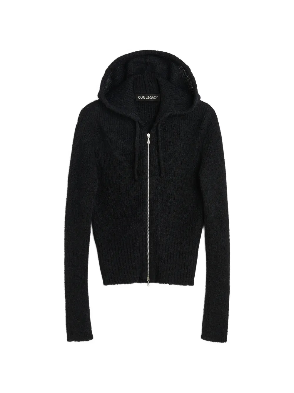 OUR LEGACY Fijngebreide hoodie Zwart