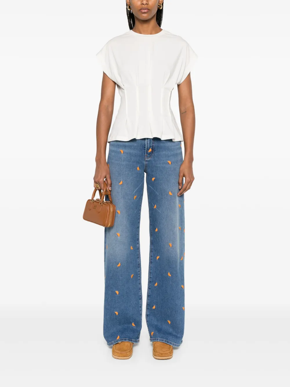 Maje Jeans met geborduurd fruit - Blauw