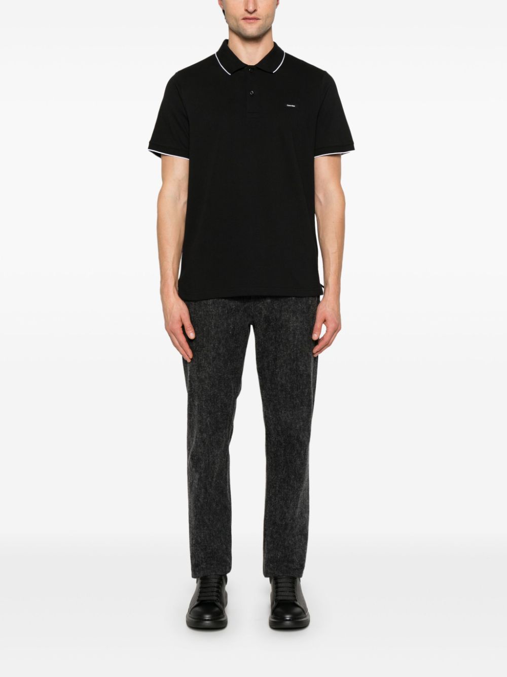 Calvin Klein logo-patch polo shirt - Zwart