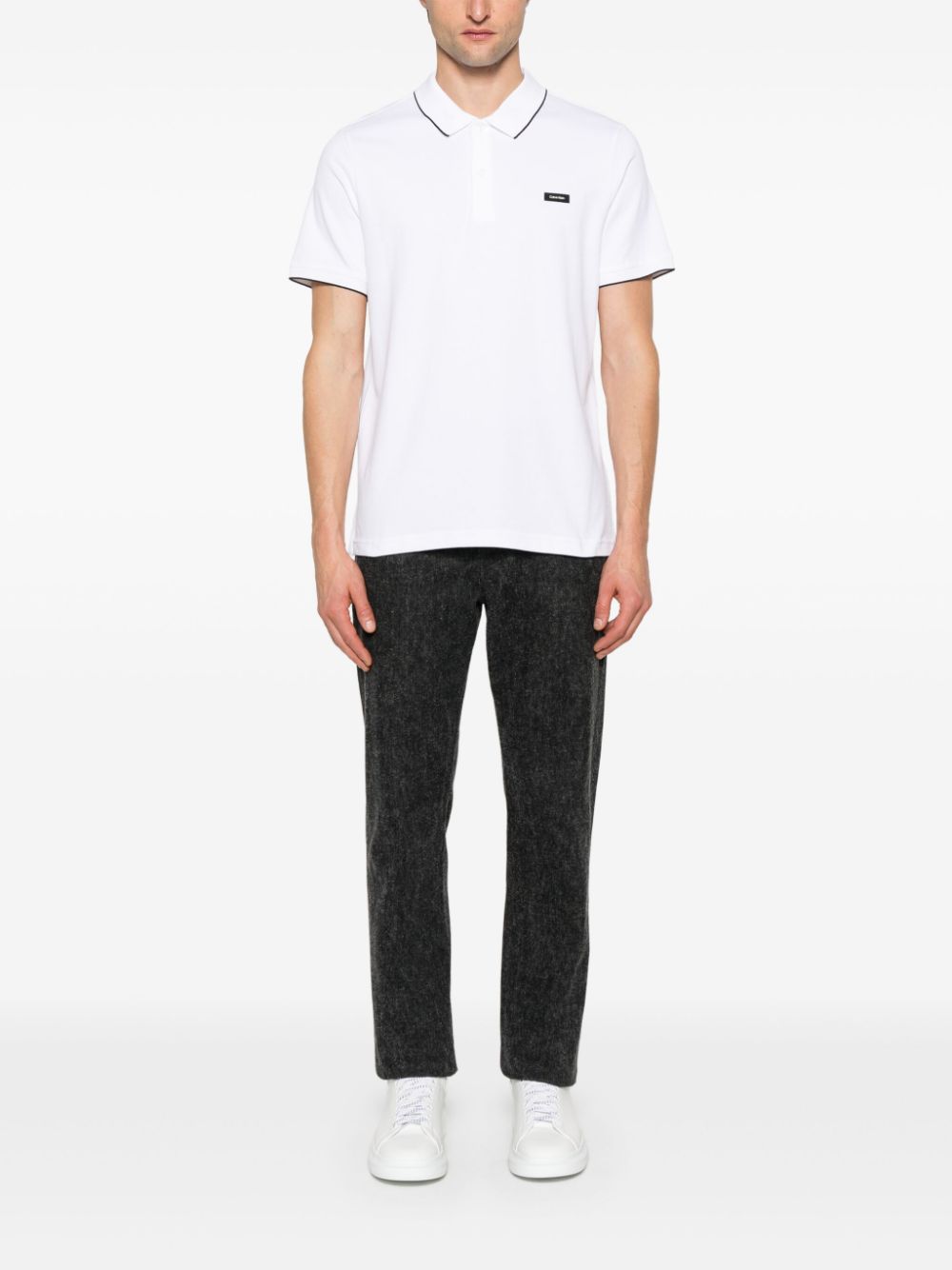 Calvin Klein rubberised-logo polo shirt - Wit