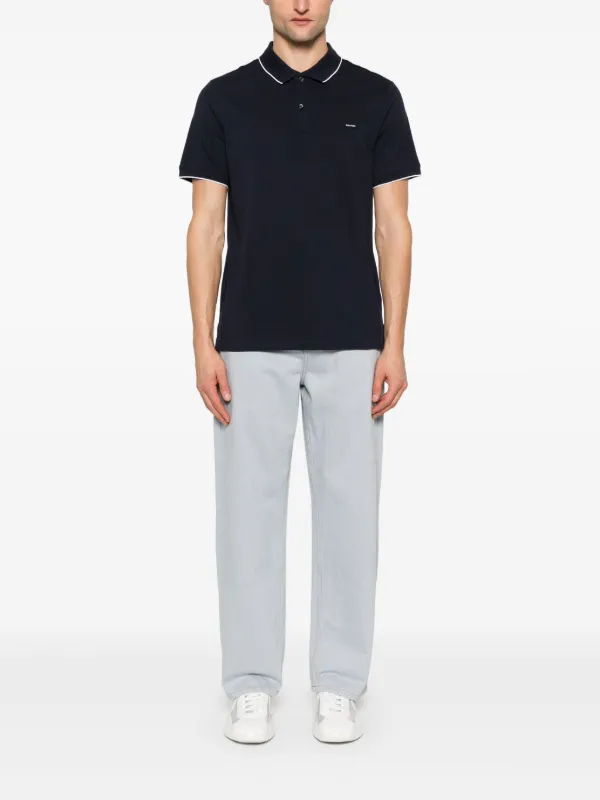 ポロシャツ LOGO PATCH POLO SHIRT Calvin Klein logo-patch Polo Shirt | Blue | FARFETCH GE