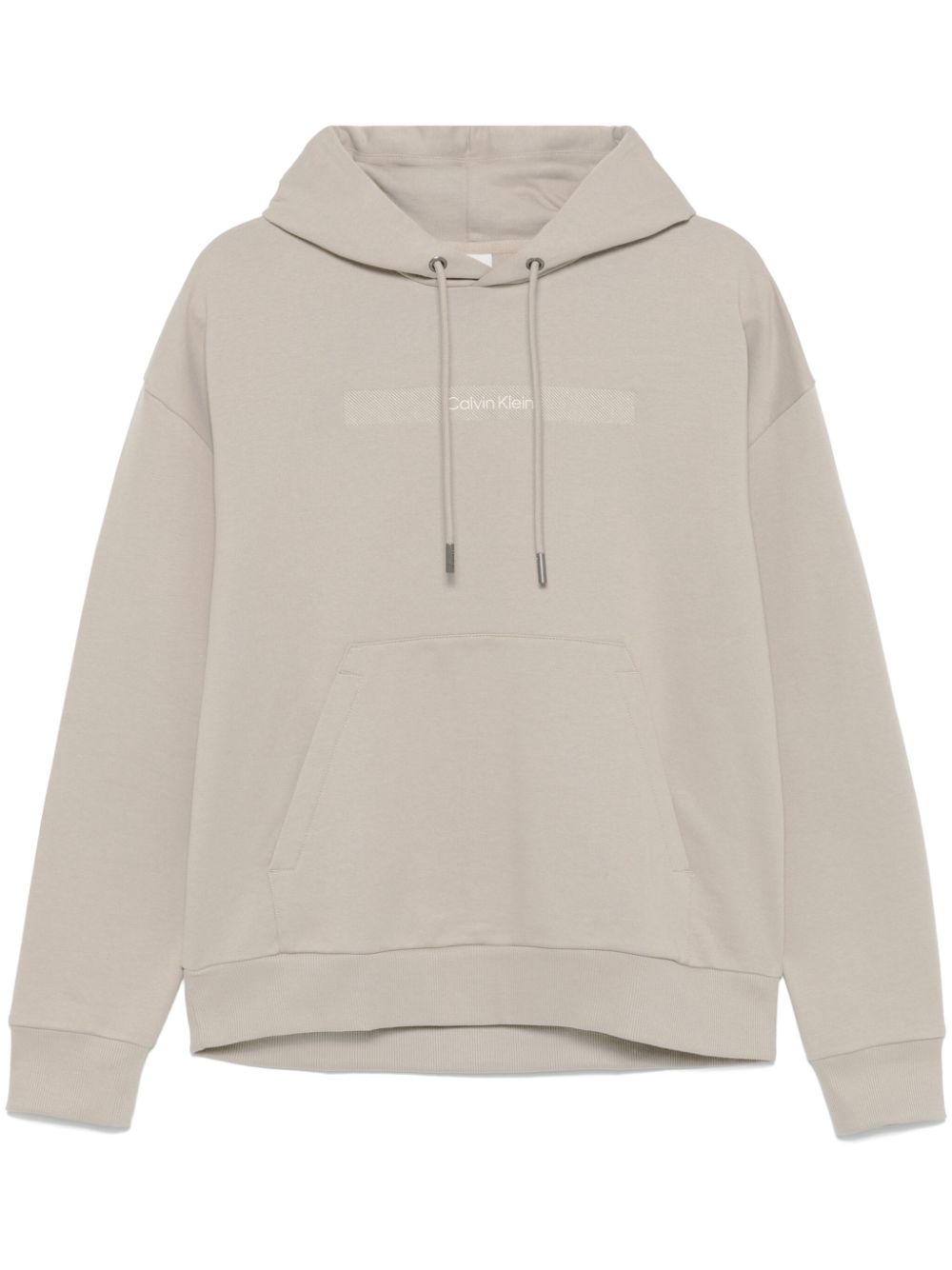 Calvin Klein logo-embroidered hoodie - Neutrals