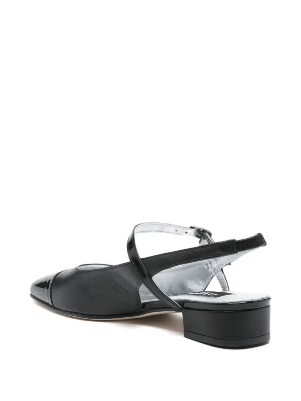 サンダル・ミュール CAREL Black leather Oceano ballerinas (OCEANO24 BLACK) Oceano - Black leather and black patent leather slingback