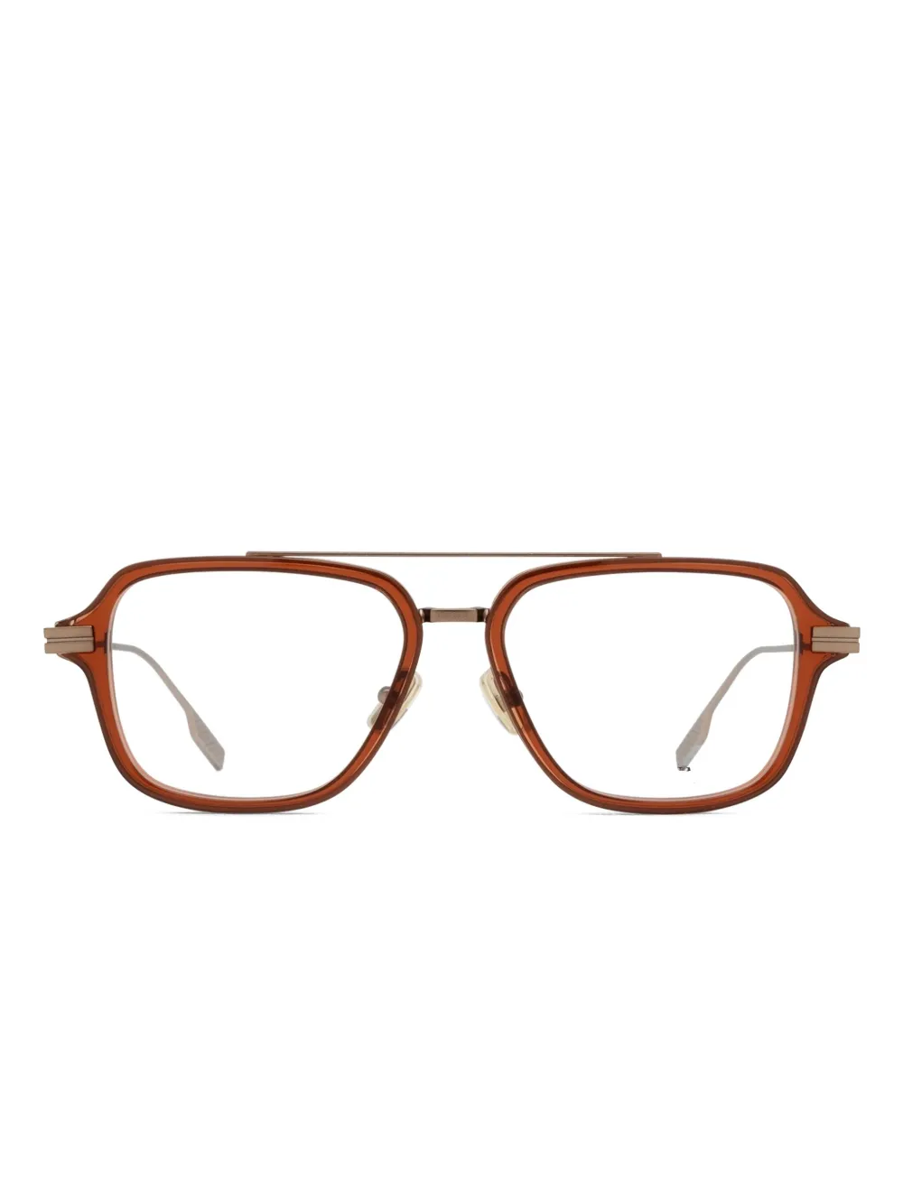 Zegna double-bridge navigator-frame glasses | Brown | Image 1