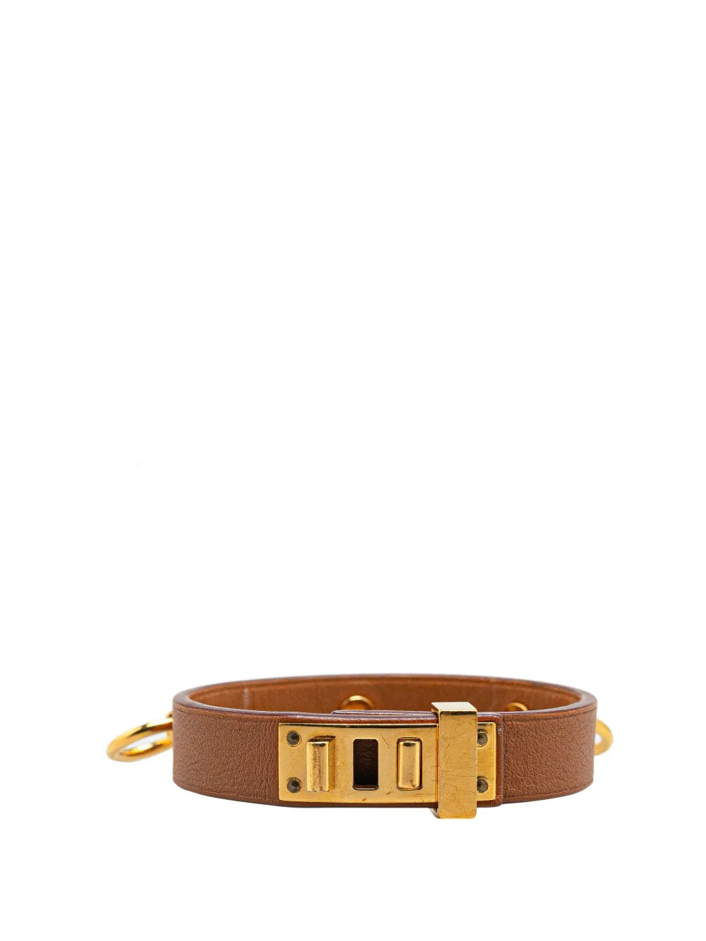 Hermès Pre-Owned 2016 ドッグ アノー ラップ ミニ レザー ブレスレット - ゴールドトーン Hermès Pre-Owned 2016 ドッグ アノー ラップ ミニ レザー ブレスレット - ゴールドトーン