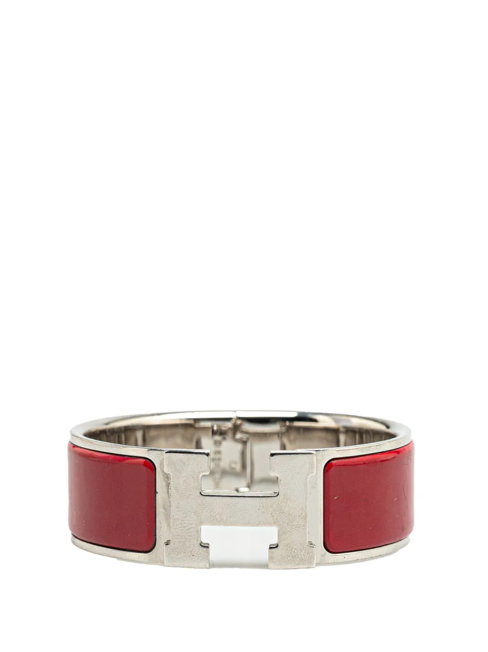 Hermès Pre-Owned 2019 ワイド エナメル クリッククラック H PM コスチュームブレスレット - シルバートーン Hermès Pre-Owned 2019 ワイド エナメル クリッククラック H PM コスチュームブレスレット - シルバートーン