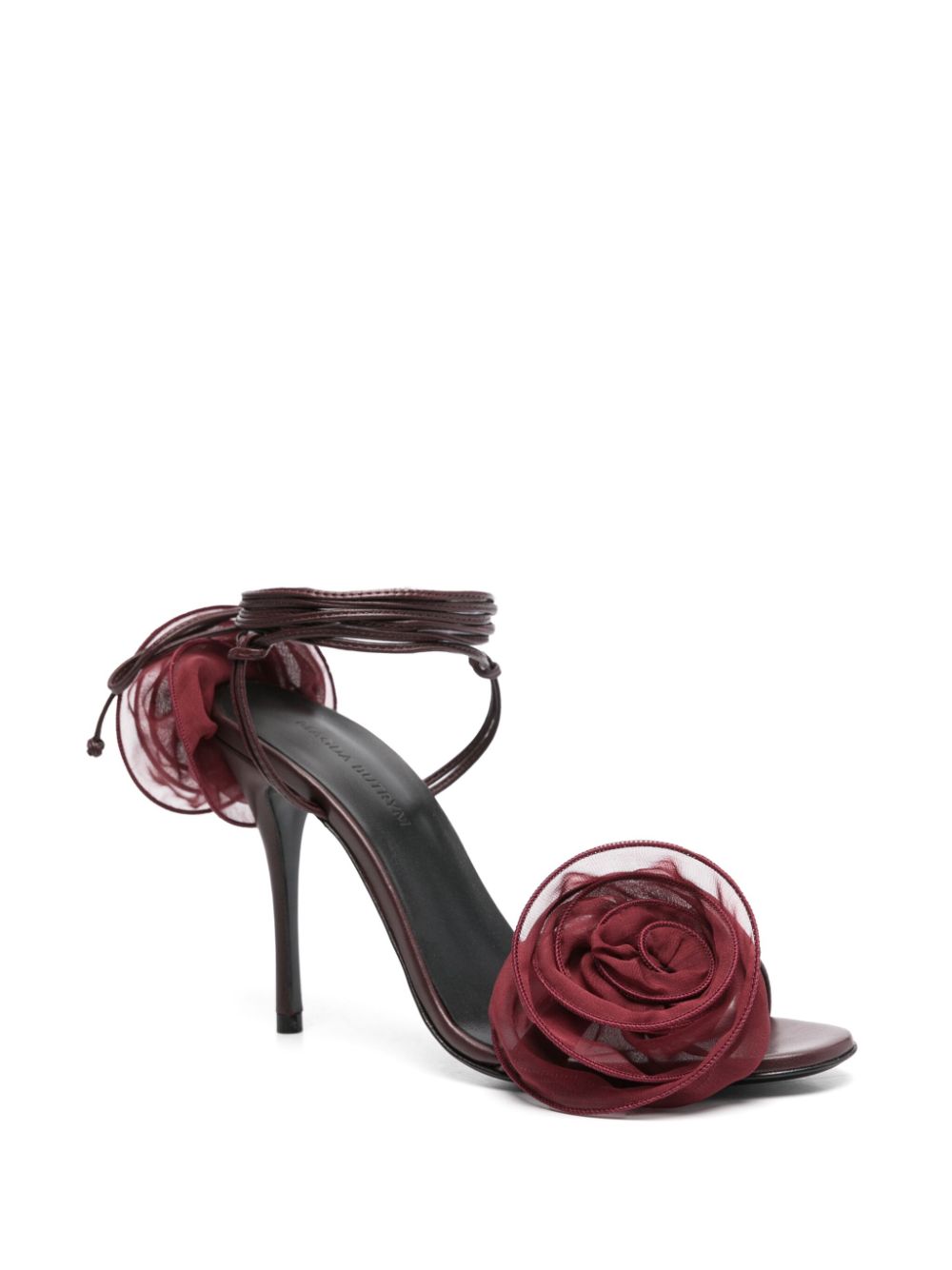 Magda Butrym 100 mm sandalen met dubbele bloem - Rood