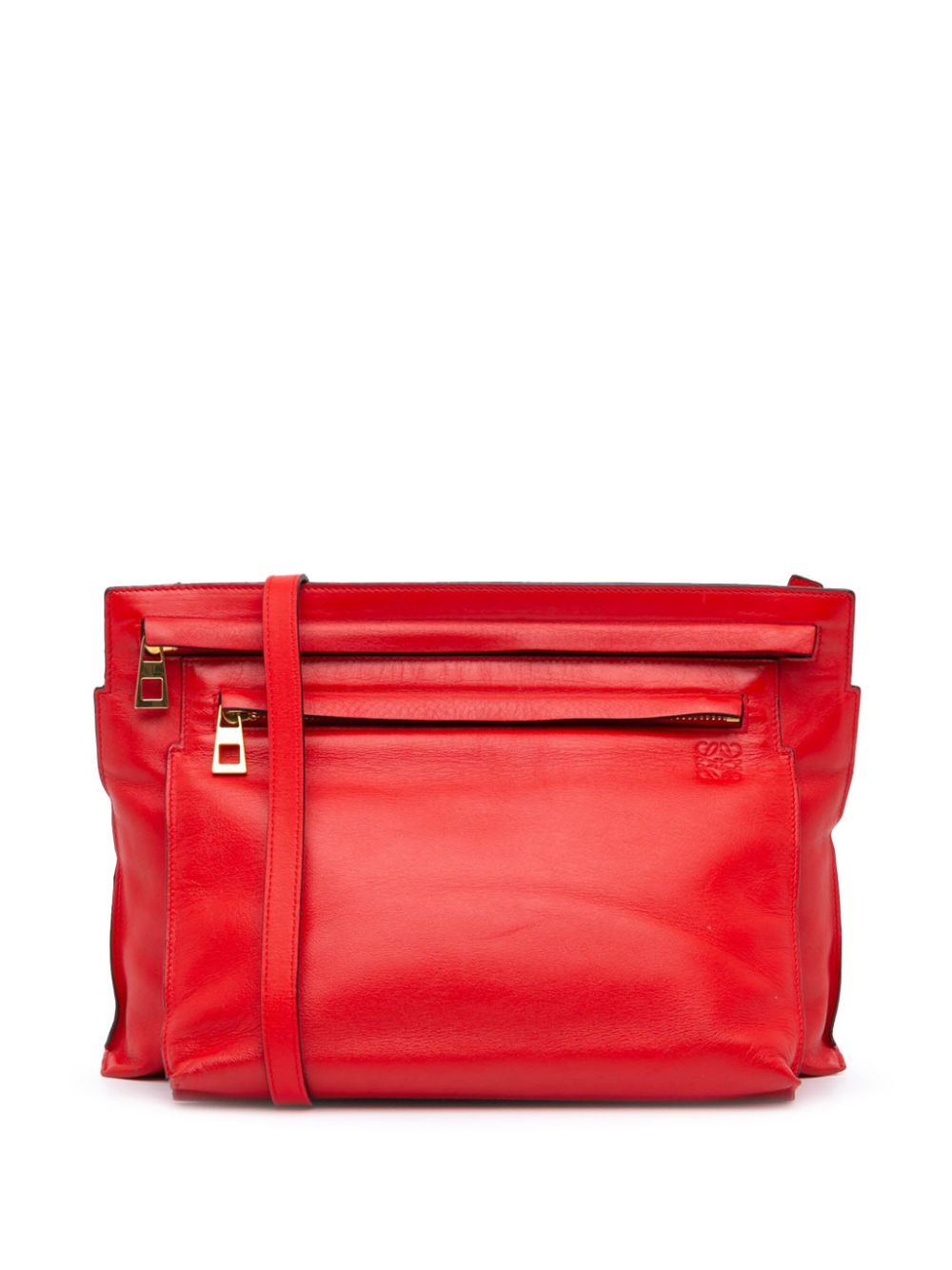 2015 Leather T Double Pouch crossbody bag