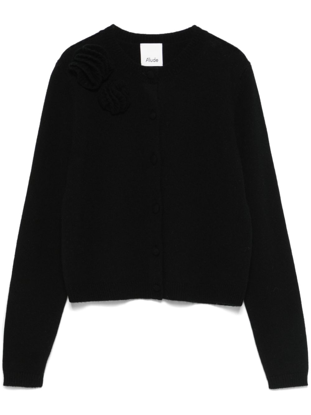 Allude floral-appliqué cardigan – Black