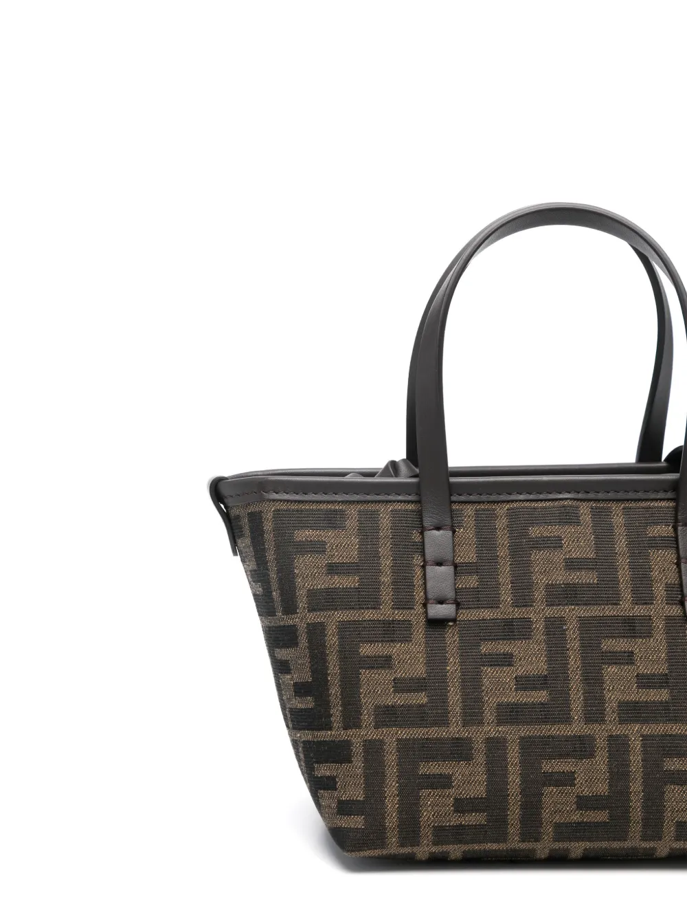 Fendi Roll Mini Bag In Jacquard Ff Taupe Denim Effect Women In Brown