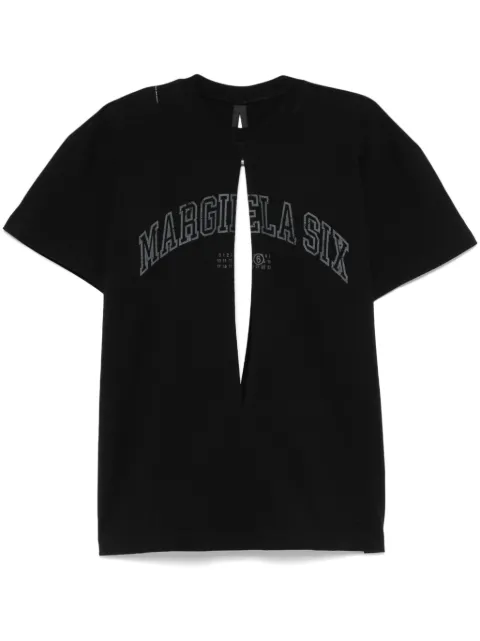 MM6 Maison Margiela logo-print cut-out T-shirt