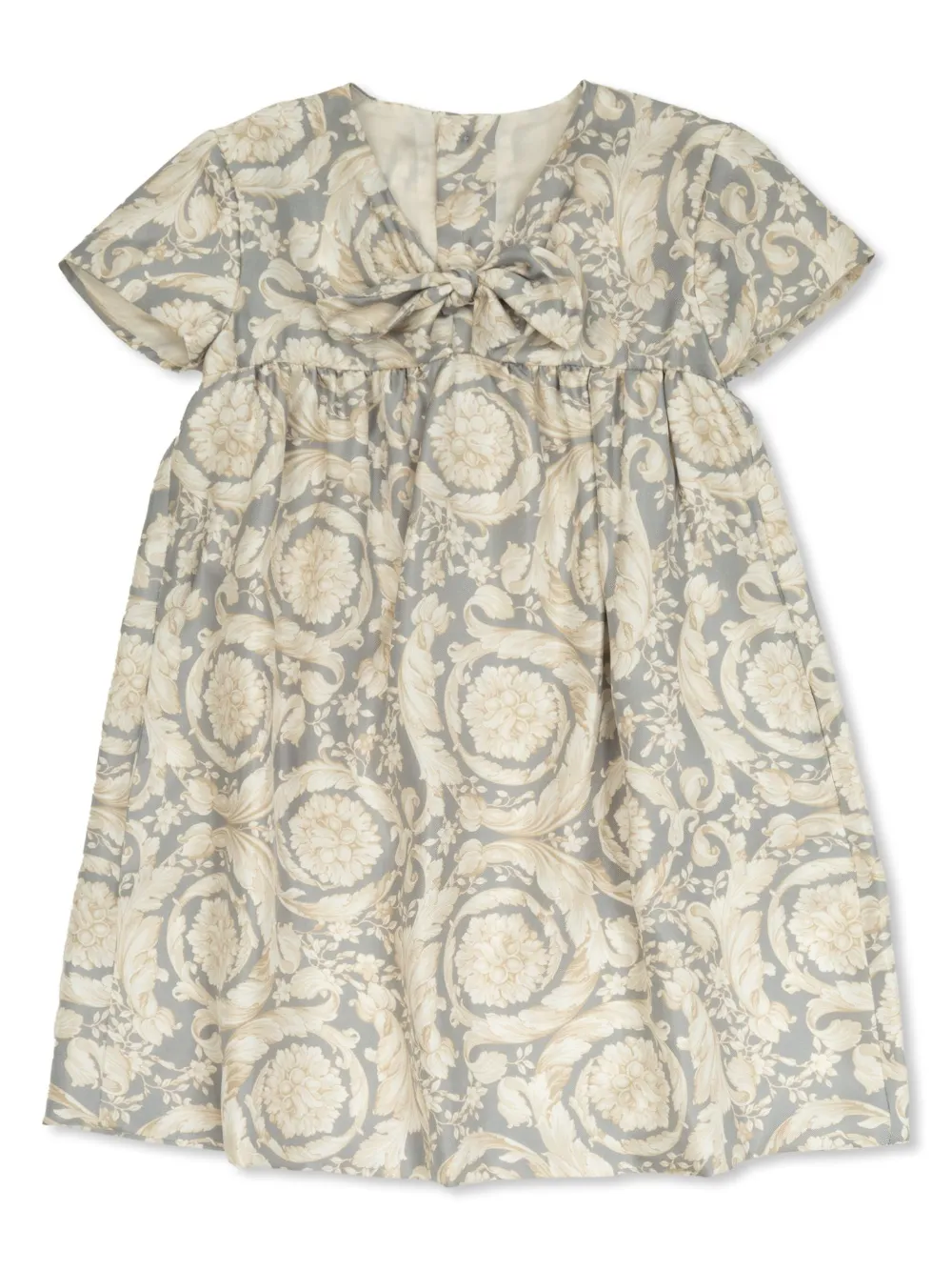 Versace Kids Barocco-print dress Grijs