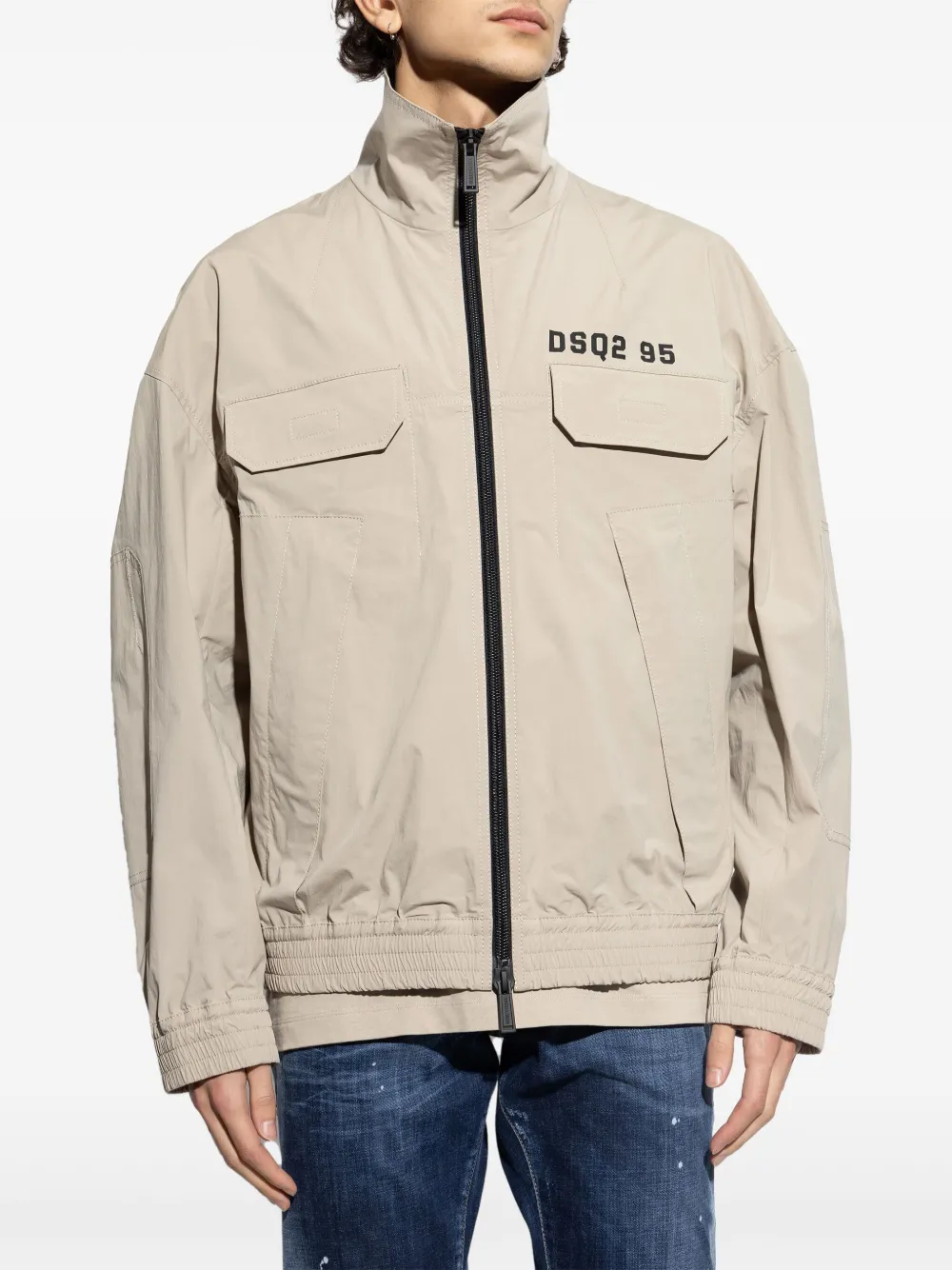 Dsquared2 Logo-print Jacket In Neutrals