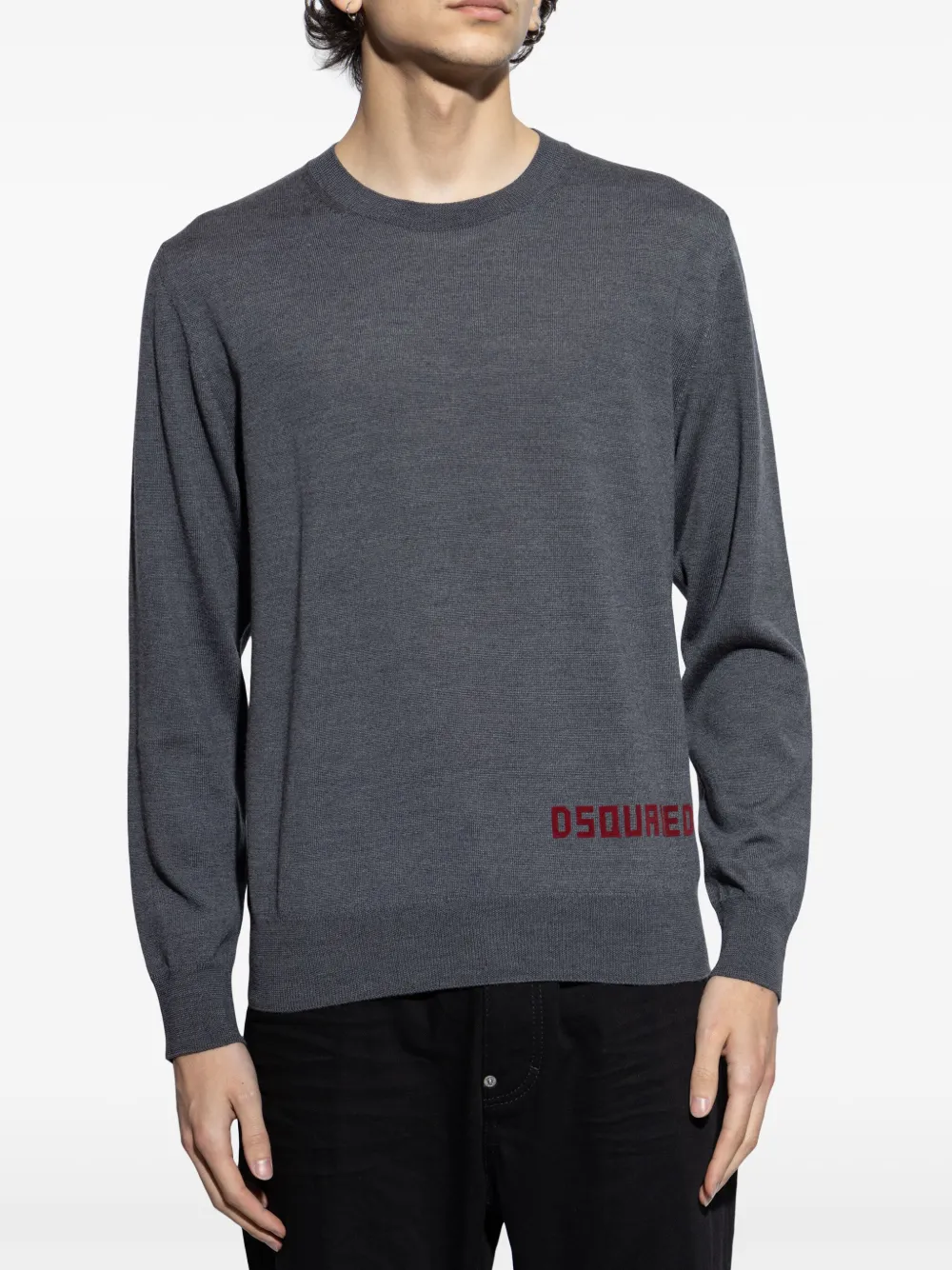 DSQUARED2 Trui met intarsia logo Grijs