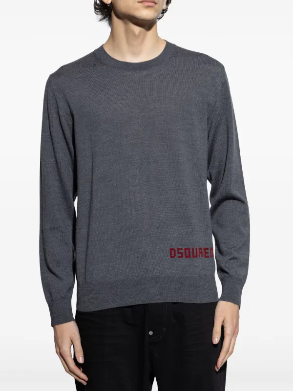 DSQUARED2 ロゴインターシャ セーター | グレー | FARFETCH JP