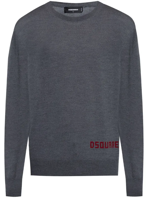 DSQUARED2 ロゴインターシャ セーター | グレー | FARFETCH JP