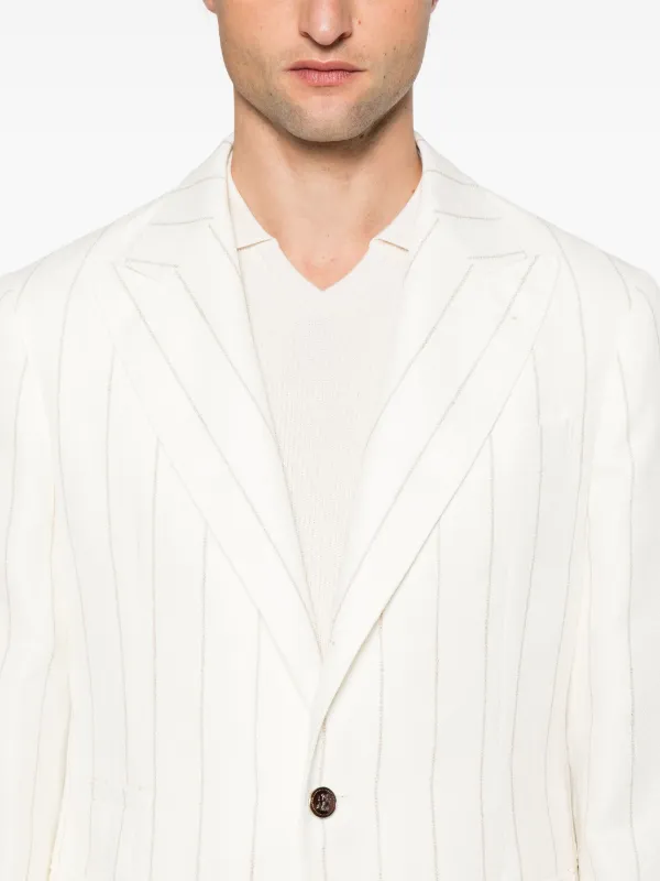 Brunello Cucinelli Striped Blazer | White | FARFETCH