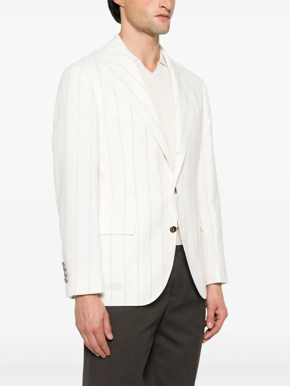 Brunello Cucinelli Gestreepte blazer Wit