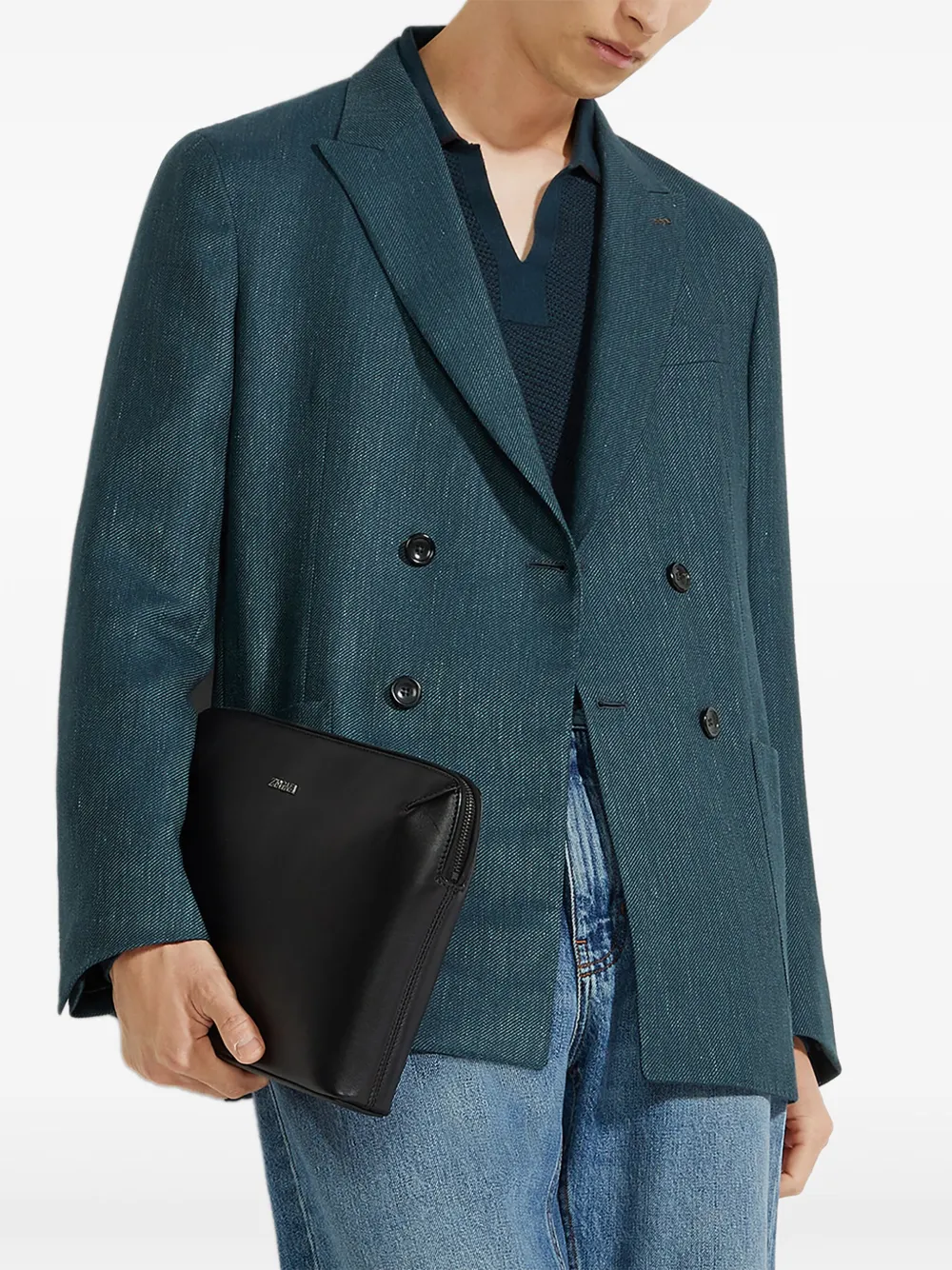 Zegna Blazer met dubbele rij knopen Blauw